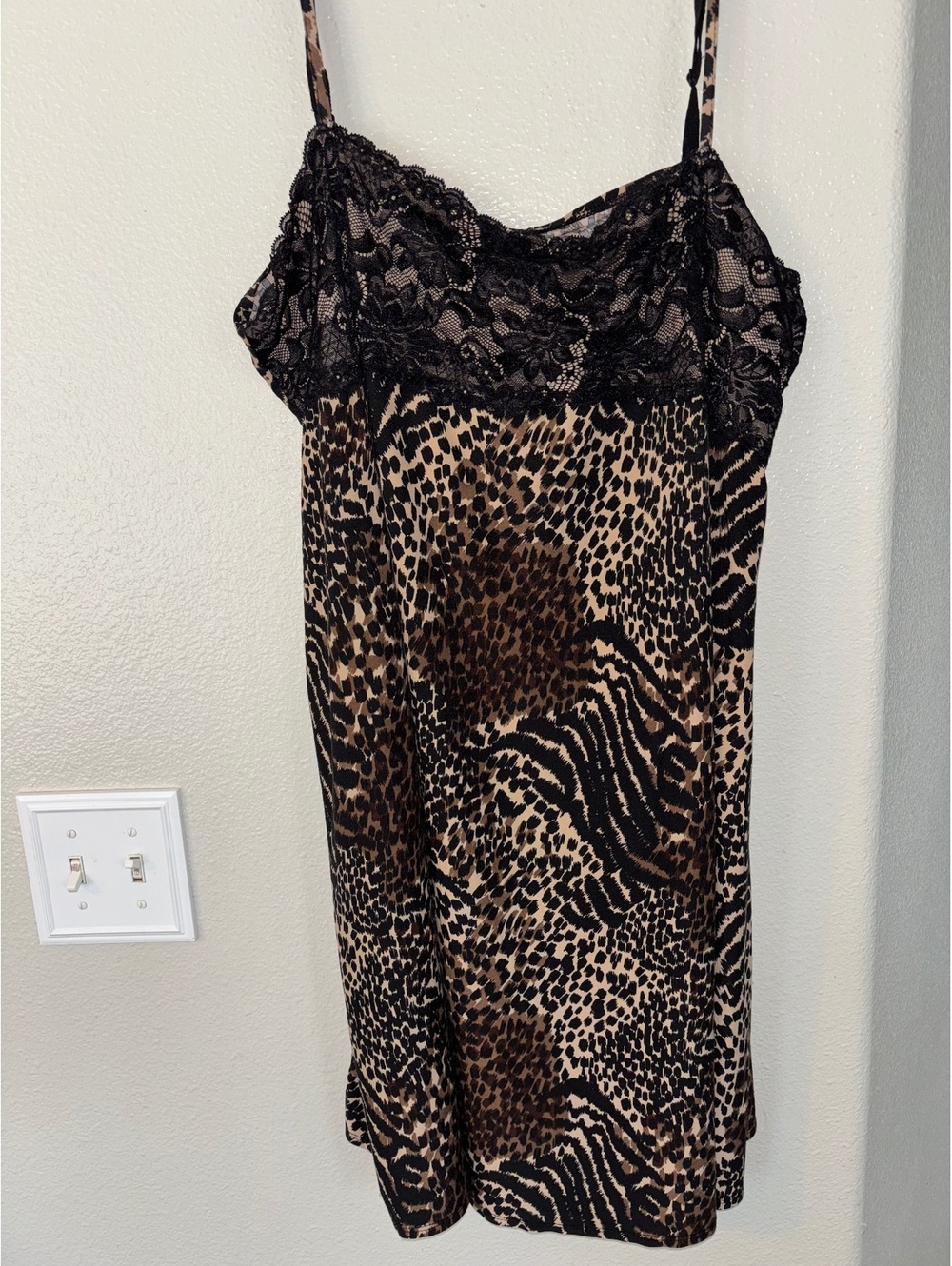 Leopard Print Chemise Sleepwear Dress 2X 18W 20W Plus Size Lace trim